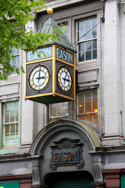 Eason department store (1919) with street clock on O'Connell Street. Dublin, Ireland.