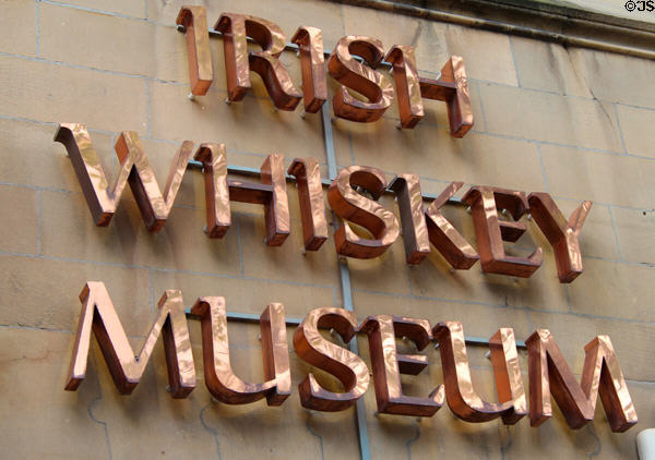 Sign for Irish Whiskey Museum (119 Grafton St.). Dublin, Ireland.