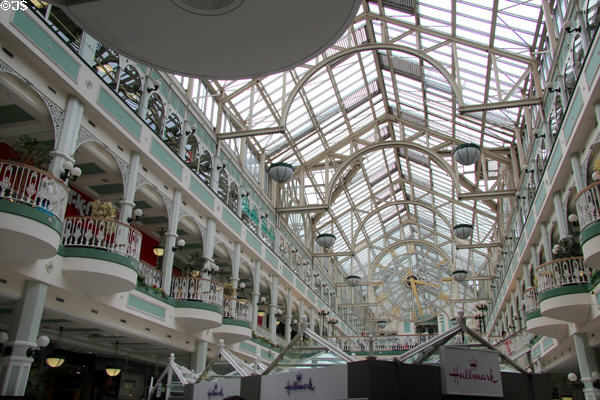Interior of glasshouse structure of Stephen's Green Shopping Centre. Dublin, Ireland.