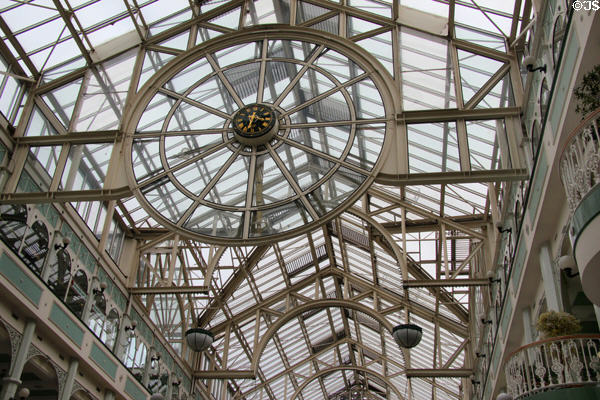 Details of glasshouse roof structure in Stephen's Green Shopping Centre. Dublin, Ireland.