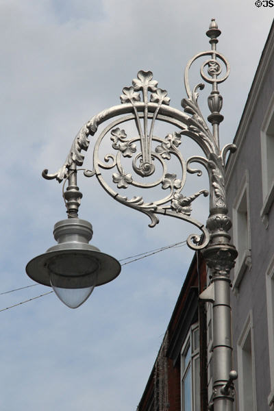 Street lamp with shamrocks on Dawson St. Dublin, Ireland.