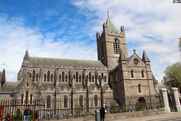 Dublin Christ Church Cathedral started as Viking church in 1038 but current structure built 1172, with additions through Victorian times. Dublin, Ireland.
