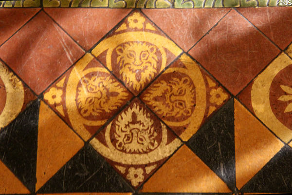 Ancient painted ceramic floor tiles at Christ Church Cathedral. Dublin, Ireland.