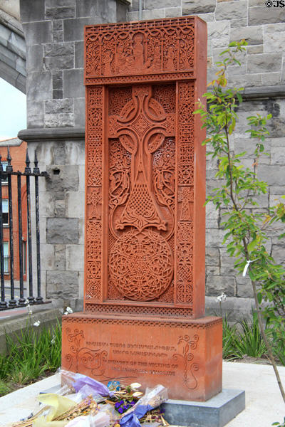 Celtic cross to memory of victims of Armenian genocide at Christ Church Cathedral. Dublin, Ireland.