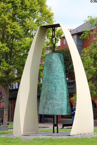 Liberty Bell sculpture (1988) by Vivienne Roche in St Patrick's Park. Dublin, Ireland.