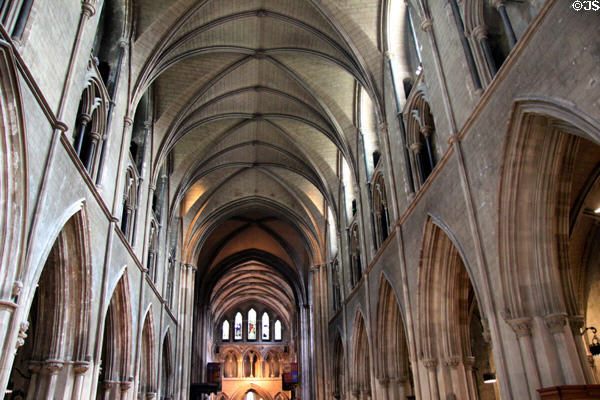 Gothic interior of St Patrick's Cathedral. Dublin, Ireland.