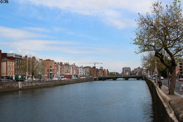 View of quais of River Liffey. Dublin, Ireland.