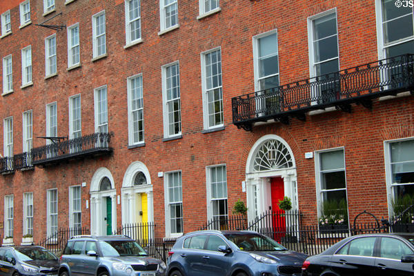 Georgian doors & iron railings on Merrion Square. Dublin, Ireland.