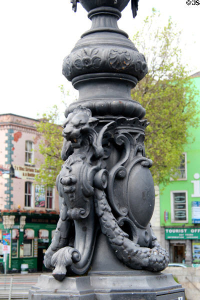 Cast iron lampstand on O'Connell Street bridge. Dublin, Ireland.