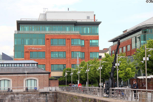 Custom House Basin now hosts modern offices. Dublin, Ireland.