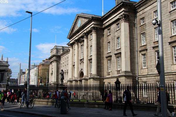Front Gate of Trinity College with Westmoreland Street beyond. Dublin, Ireland.