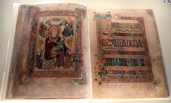 Facsimile of Virgin & Child page from Book of Kells (c800 CE) at Old Trinity Library (photos of originals not allowed). Dublin, Ireland.