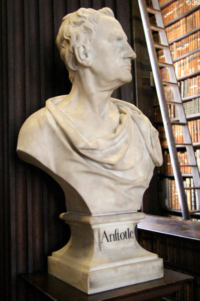 Bust of Aristotle, Greek philosopher (384-322 BCE) at Old Trinity Library. Dublin, Ireland.