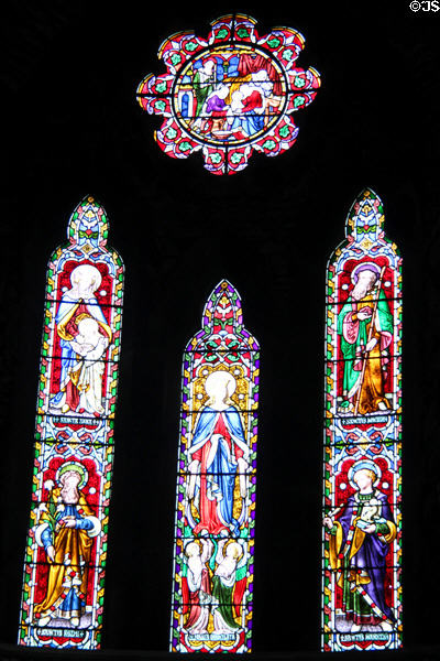 Stained glass windows in chancel of St Mary's Church, Dingle. Dingle, Ireland.