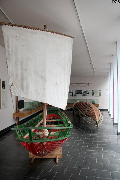 Examples of boats used by Blasket Islanders at Great Blasket Centre museum on Dingle Peninsula. Ireland.