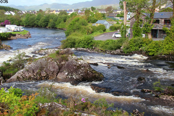 Rapidly running stream separating North & South squares of Sneem. Sneem, Ireland.