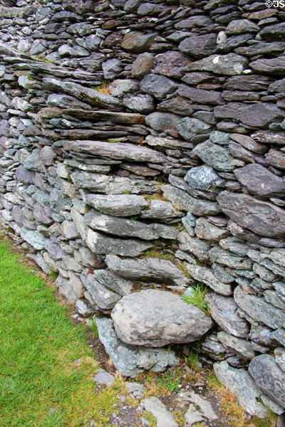 Crude steps set in wall on interior of Staigue Fort on Ring of Kerry. Ireland.