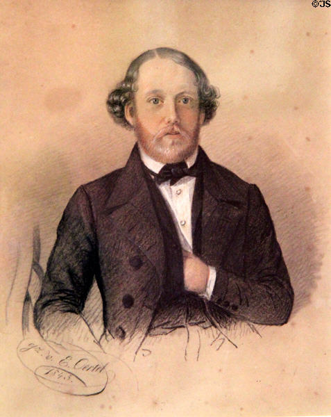 Chalk on paper portrait (1845) believed to be of Daniel O'Connell Jr. by Ernst Ferdinand Moritz Oertel at Derrynane House. Ireland.