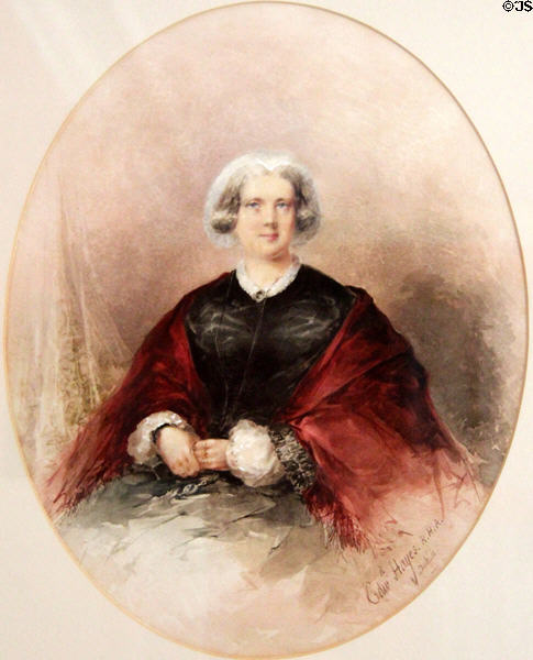 Watercolor (c1850s/60s) of Ellen Fitzsimon née O'Connell by Edward Hayes at Derrynane House. Ireland.