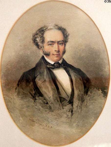 Watercolor (c1850's/60's) of Christopher Fitzsimon, son-in-law of Daniel O'Connell by Edward Hayes at Derrynane House. Ireland.