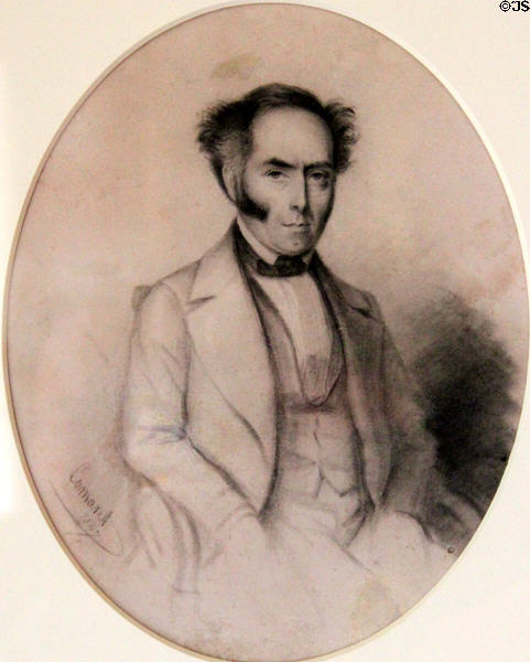 Christopher Fitzsimon, son-in-law of Daniel O'Connell pencil sketch (1847) by unknown at Derrynane House. Ireland.