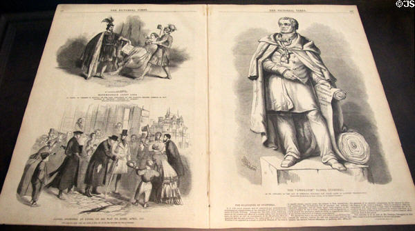 Graphics of events in life of Daniel O'Connell published in Pictorial Times at Derrynane House. Ireland.