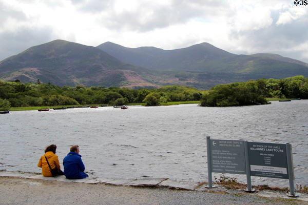 View of Lough Leane with mountains of Killarney National Park in background. Killarney, Ireland.