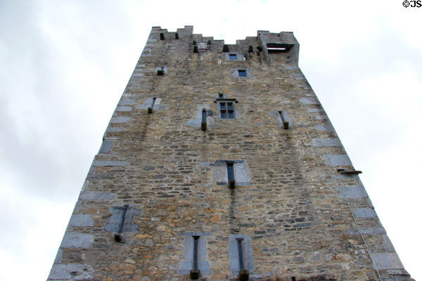 Top of defensive tower of Ross Castle in Killarney National Park. Killarney, Ireland.