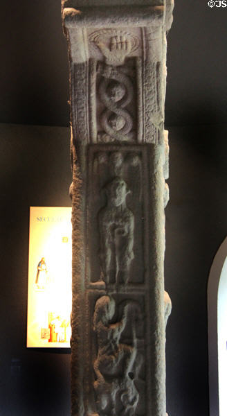 Cross of Scriptures (south edge) at Clonmacnoise museum. Ireland.