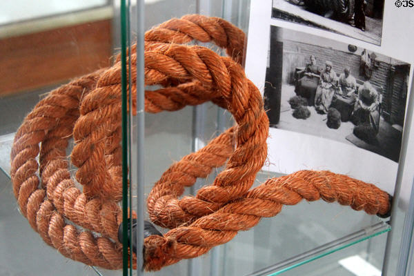 Coil of rope used for oakum picking by residents at Irish Workhouse Centre. Portumna, Ireland.
