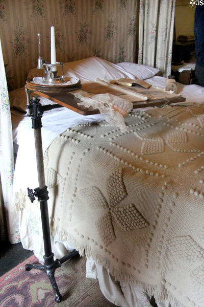 Bedside reading & candle stand in Olive's bedroom at Strokestown Park. Vesnoy, Ireland.
