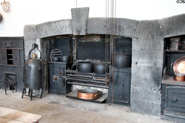 Kitchen cook stoves at Strokestown Park. Vesnoy, Ireland.