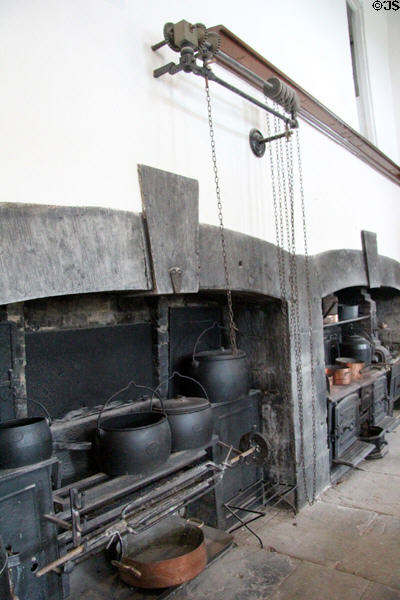 Clockwork roasting rotisserie in kitchen at Strokestown Park. Vesnoy, Ireland.