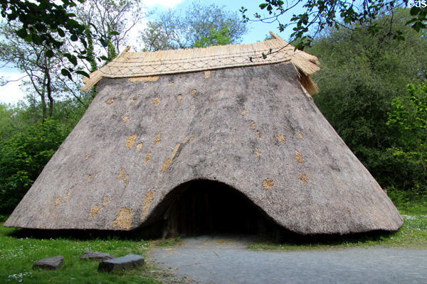 Recreation of Neolithic straw house (6000 BCE) of first farmers at Irish National Heritage Park. Ireland.