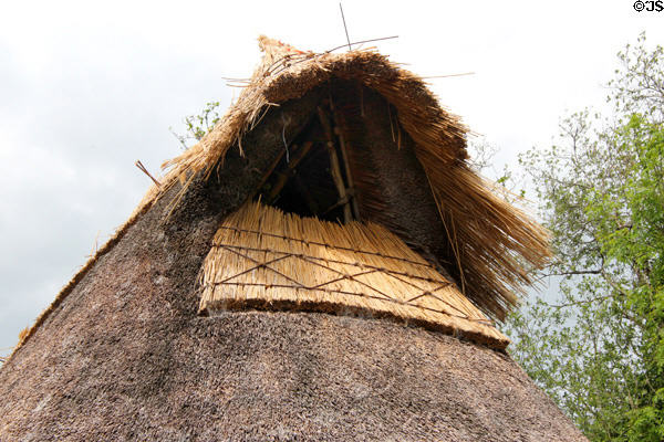 Recreation of Neolithic straw house vet (6000 BCE) at Irish National Heritage Park. Ireland.