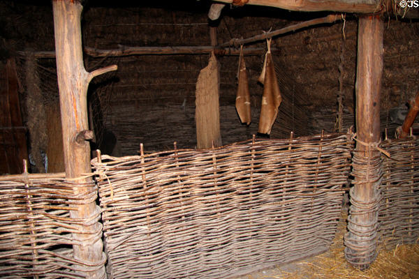 Interior of recreation of Neolithic straw house (6000 BCE) at Irish National Heritage Park. Ireland.