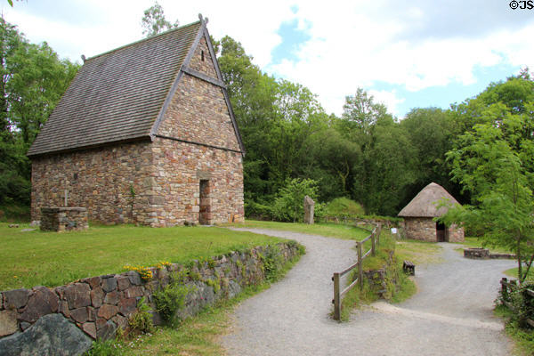 Replica of Irish Monastery buildings (900 CE) at Irish National Heritage Park. Ireland.