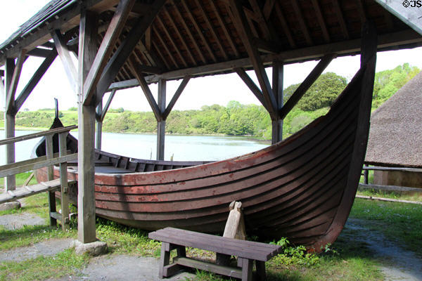 Replica of Viking longboat (c1100) at Irish National Heritage Park. Ireland.