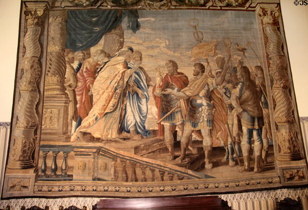 Tapestry with scene from life of Roman consul Decius Mus in Tapestry room at Kilkenny Castle. Ireland.