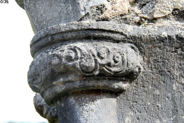 Cloister enclosure capital carving at Jerpoint Abbey. Ireland.