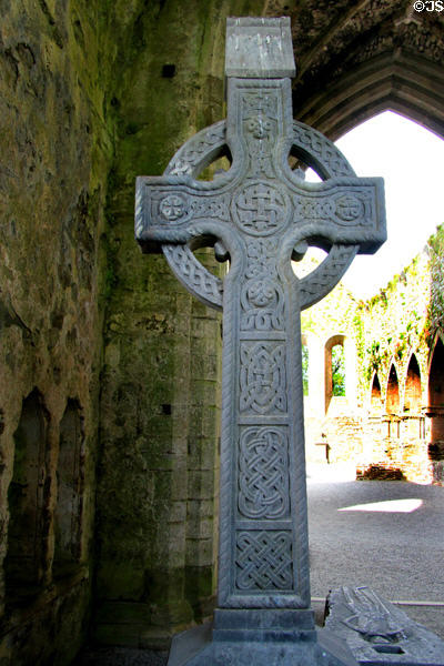 Celtic stone cross at Jerpoint Abbey. Ireland.