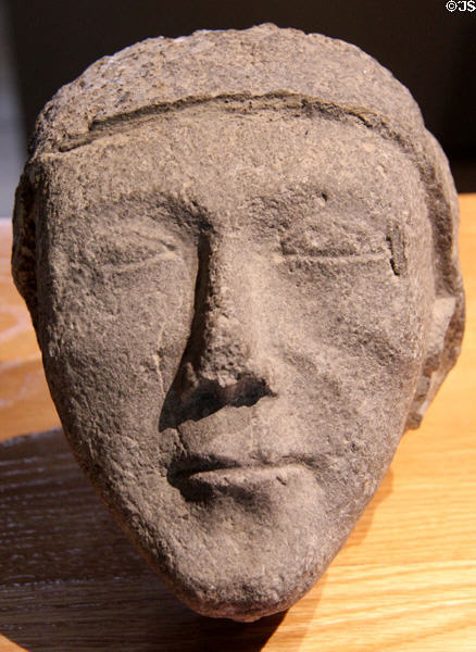 Human head carving (1400-1500) at Jerpoint Abbey. Ireland.
