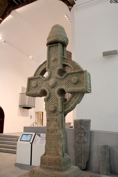 Plaster replica (1906) of north high cross (800s) from Ahenny in County Tipperary at Medieval Mile Museum. Kilkenny, Ireland.