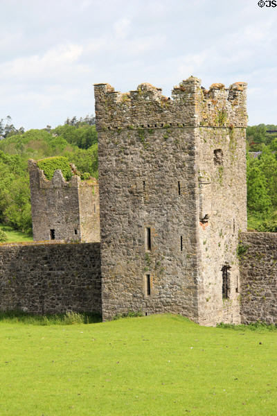 Tower houses in walls at Kells Priory. Ireland.