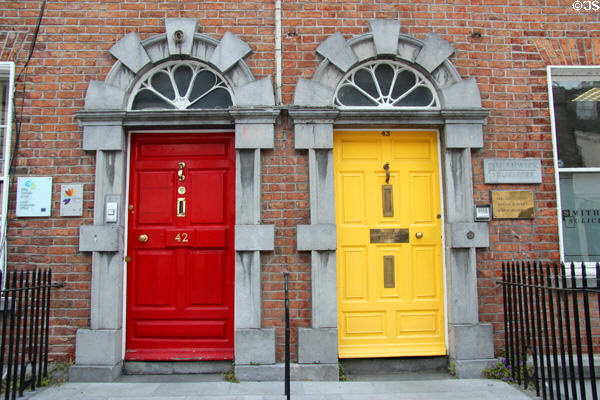 Colored doorways on Parliament St. Kilkenny, Ireland.