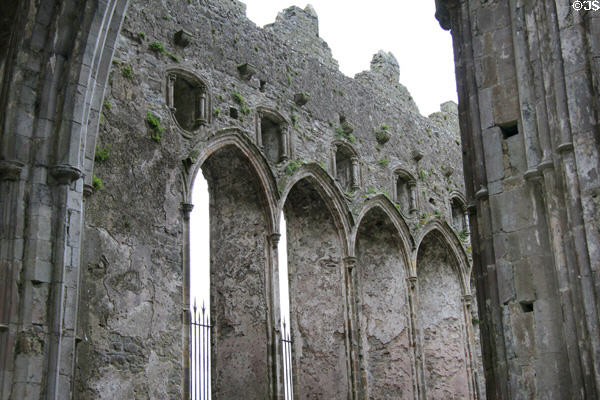 Cathedral nave arches (15thC) at Rock of Cashel. Cashel, Ireland.