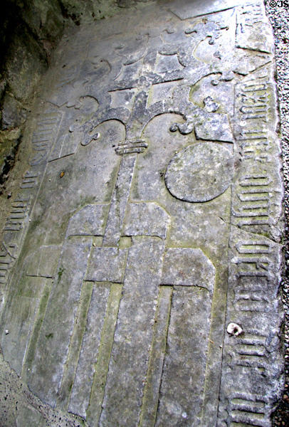 Tomb slab in cathedral at Rock of Cashel. Cashel, Ireland.