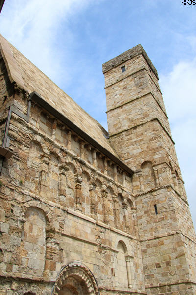 Romanesque wall of Cormac's Chapel (12thC) at Rock of Cashel. Cashel, Ireland.
