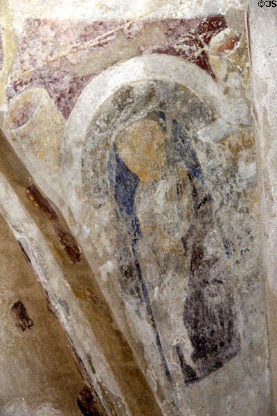 Fresco remains of saint (12thC) in Cormac's Chapel at Rock of Cashel. Cashel, Ireland.