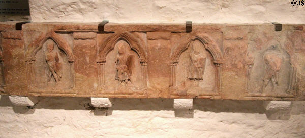 Arcaded tomb slab carved with knights from Athassel Abbey (c1271) at Rock of Cashel. Cashel, Ireland.